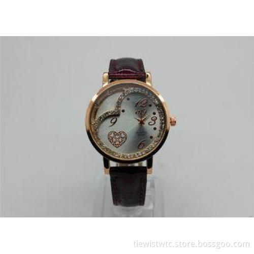 Heart shape Diamond Quartz Watch PU leather / Analog Quartz